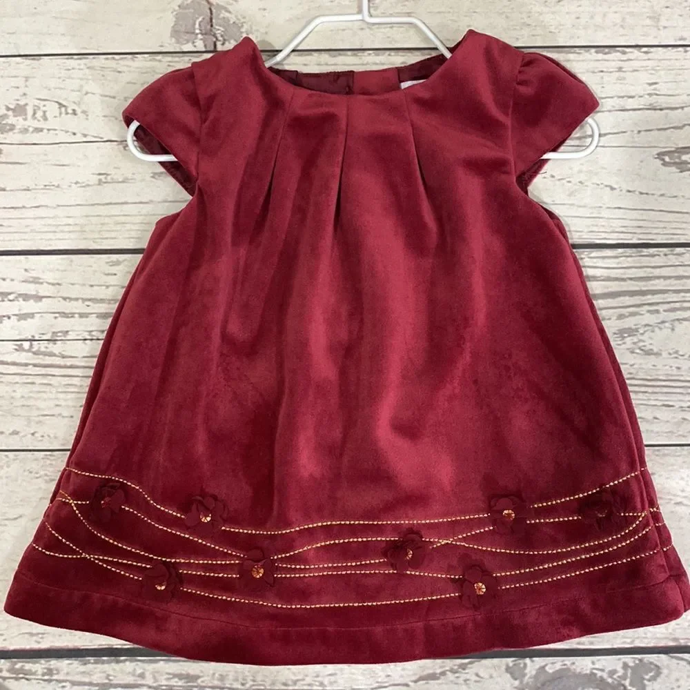 Burgundy Baby Girl Infant Velvet Christmas Dress